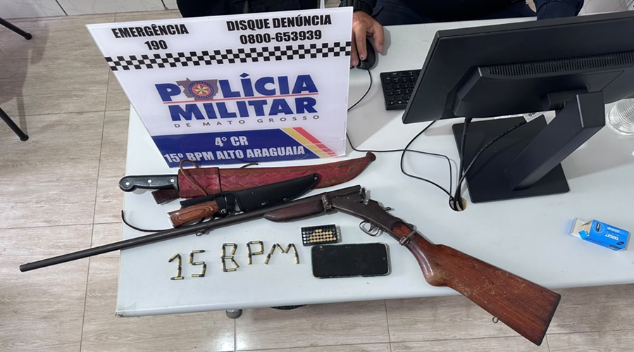 Imagem: ARMA APREENDIDA Funcionário de fazenda é baleado cinco vezes após discussão com proprietário em MT