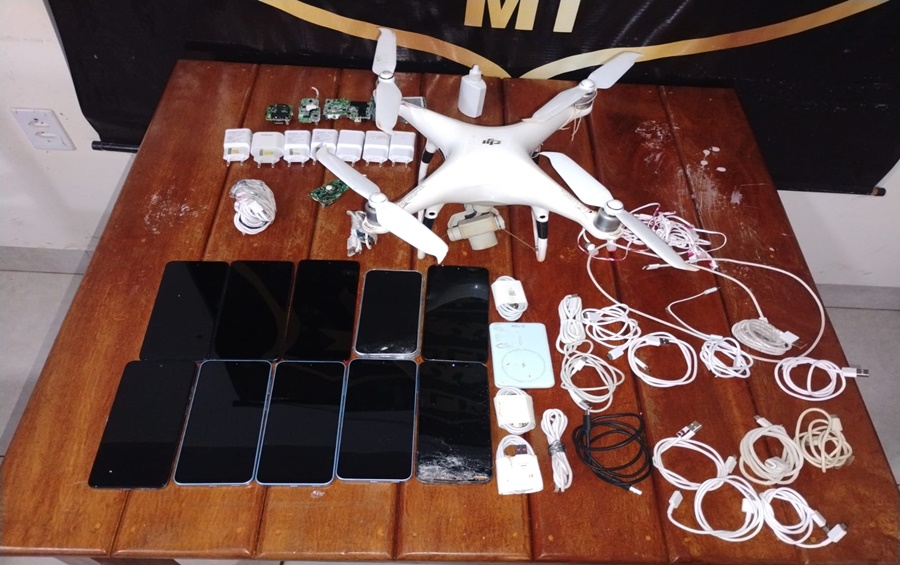 Polícia Penal apreende celulares lançados por drones em Rondonópolis, MT