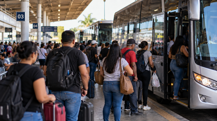 Imagem: Embarque movimentado no terminal de onibus Eleitores terão transporte intermunicipal e metropolitano gratuito em MT no domingo de eleição Imagem: Embarque movimentado no terminal de onibus Eleitores terão transporte intermunicipal e metropolitano gratuito em MT no domingo de eleição