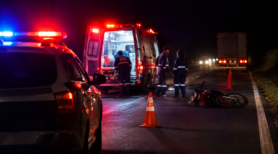 Imagem: Emergencia Noturna na Rodovia Adolescente de 14 anos morre após cair de moto e ser atingido por carreta Imagem: Emergencia Noturna na Rodovia Adolescente de 14 anos morre após cair de moto e ser atingido por carreta