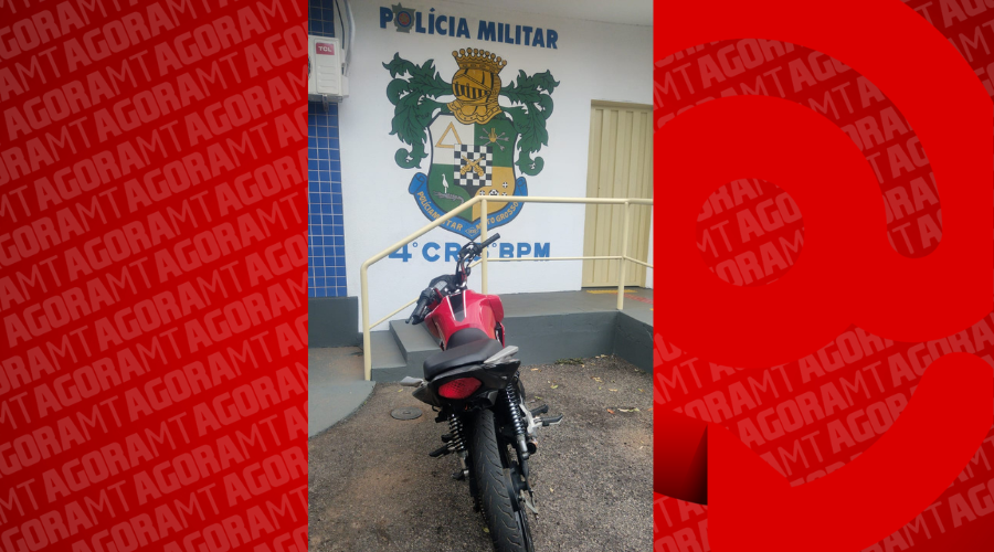 Imagem: Moto furtada sem placa apreendida Moto sem placa chama atenção da PM e acaba identificada como furtada em Rondonópolis