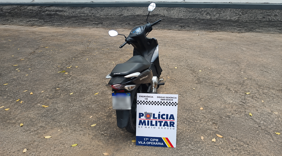 Motocicleta furtada em Cuiabá é localizada por câmeras e recuperada pela PM em Rondonópolis