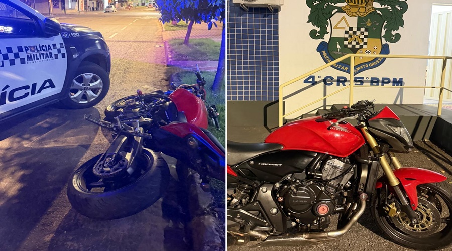Imagem: hornet apreendida Motociclista foge da PM em alta velocidade e é abordado após acompanhamento policial no Jardim Iguaçu